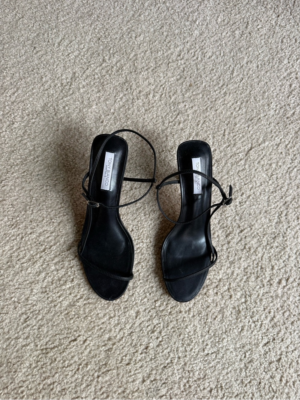 Tony Bianco Caprice Black Minimalist Strappy Heels